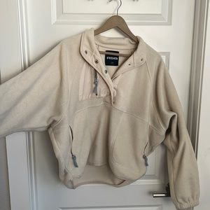Large, soft quarter button up, off-white/cream